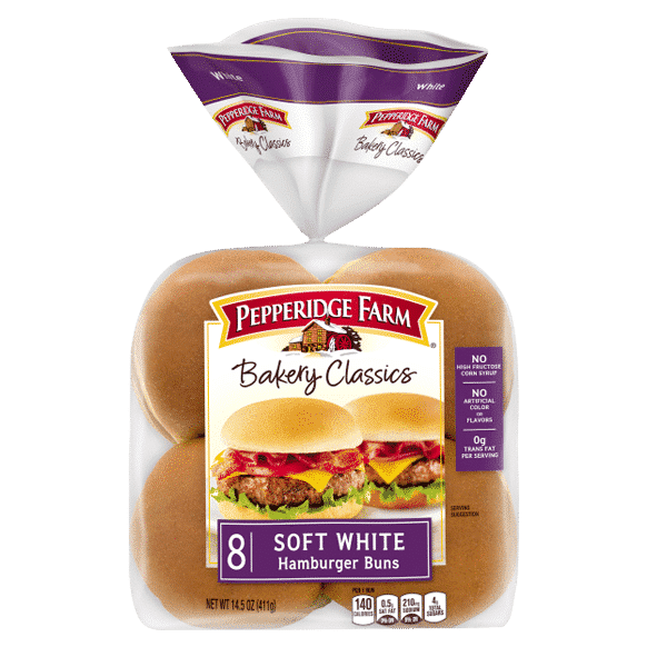 BREAD SOFT WHITE HAMBURGER BUNS 8PCS