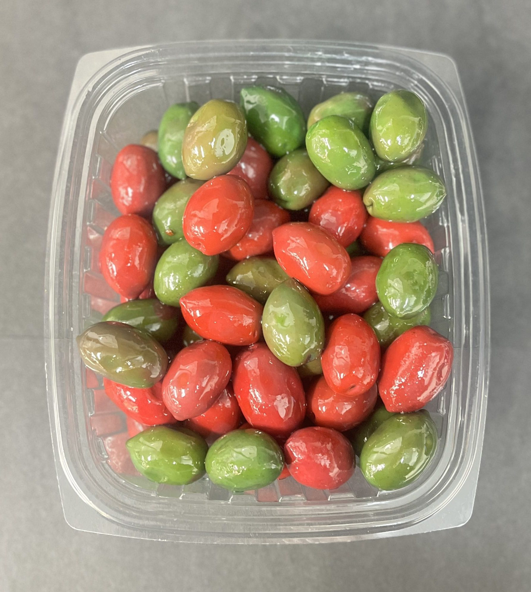 OLIVES CERIGNOLA RED AND GREEN