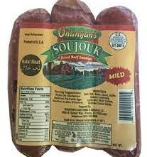 OHANYANS MILD DRIED BEEF SAUSAGE SOUJOUK HALAL APPROX 1 LB PACKAGE