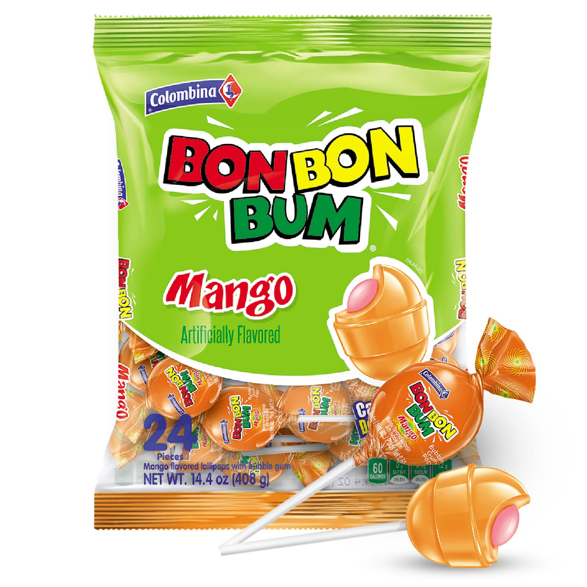 LOLLIPOPS MANGO WITH BUBBLE GUM