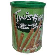 TWISTIES HAZELNUT COCOA WAFERS  175GR