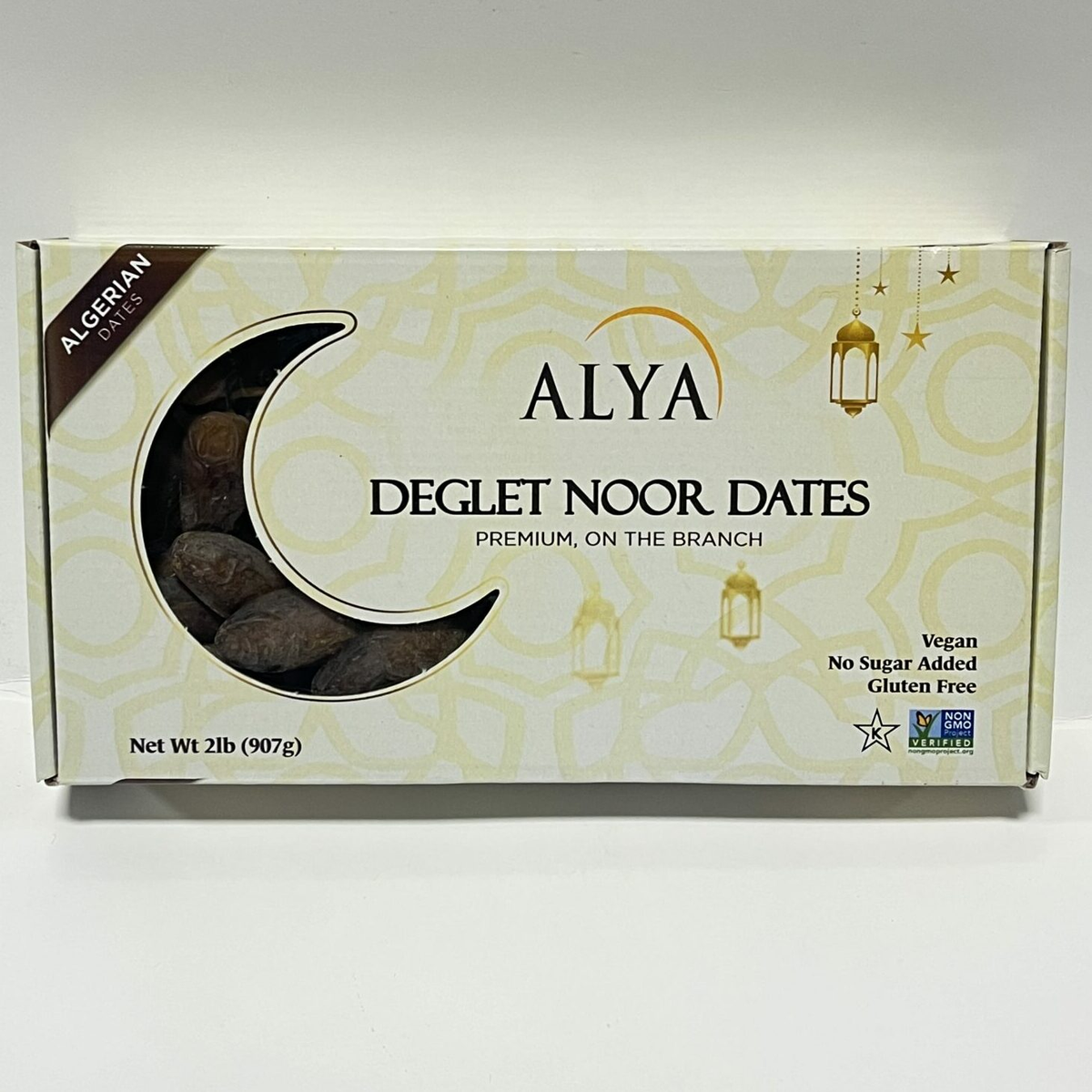 ALYA PREMIUM DEGLET NOOR DATES ON THE BRANCH VEGAN GLUTEN FREE NON GMO PRODUCT OF SAUDI ARABIA 2LBS