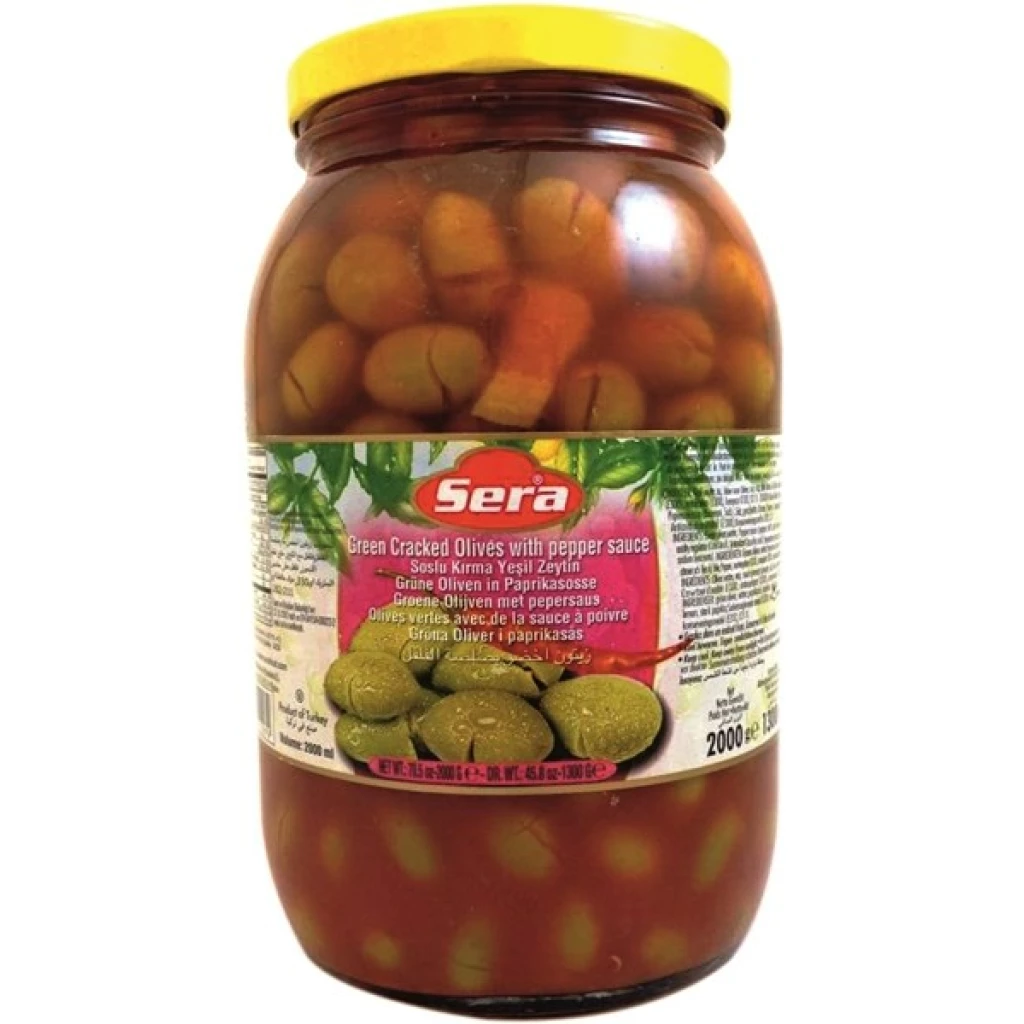 SERA OLIVES GREEN CRACKED NABLUS WITH PEPPER SAUCE  2KG