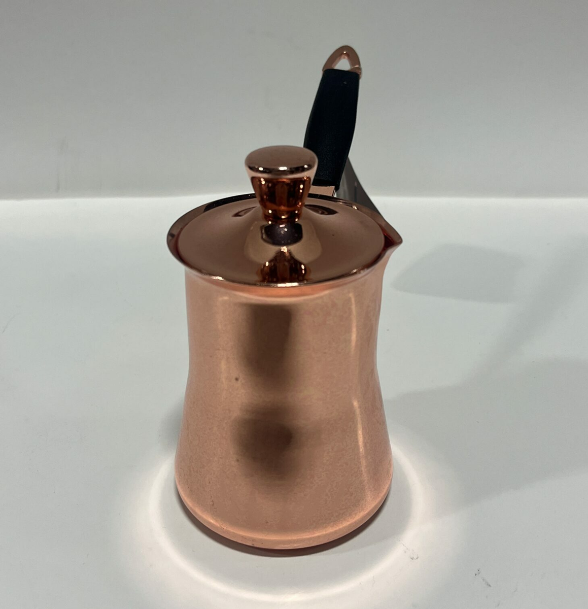 COFFEE WARMER COPPER BLACK HANDLE