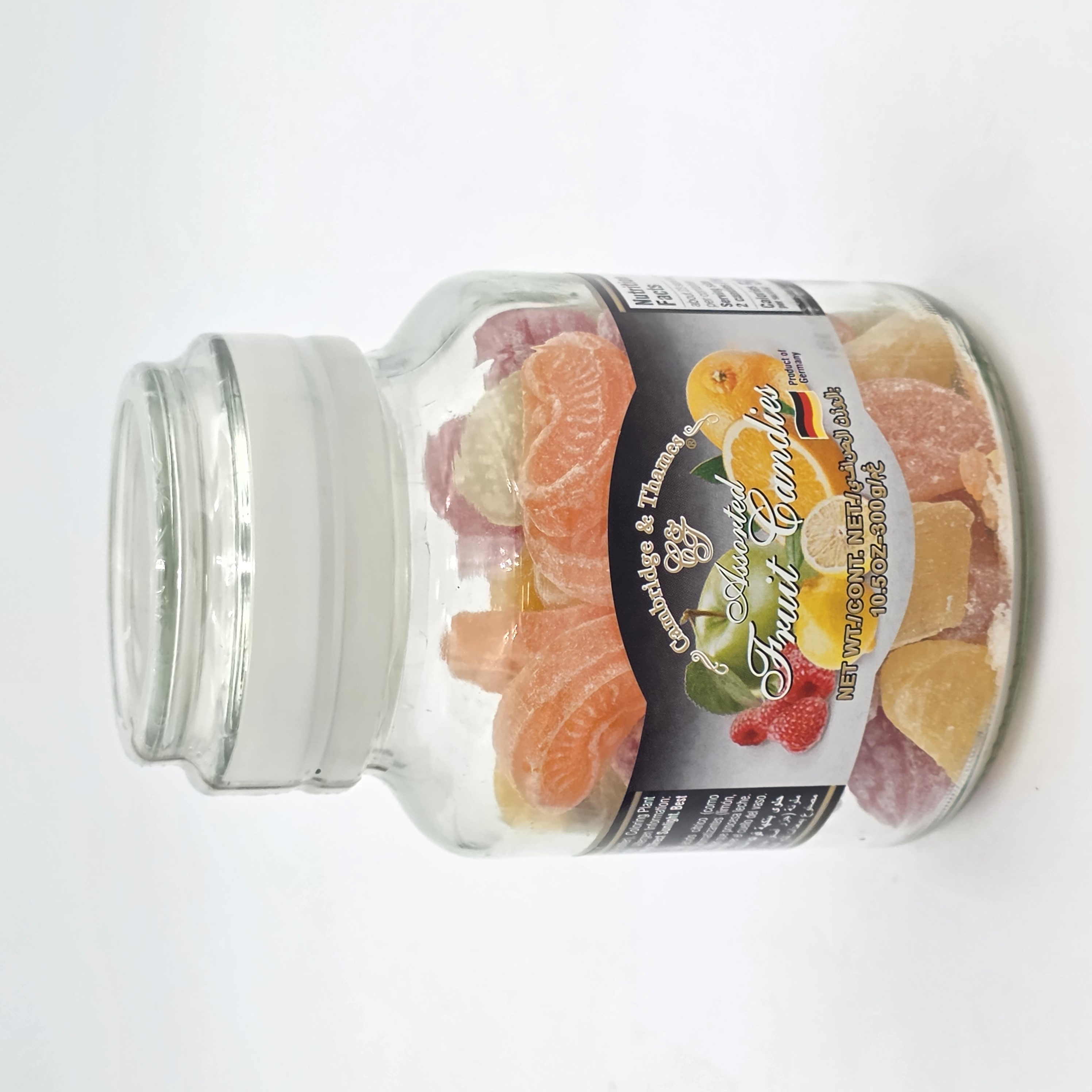 CAMBRIDGE THAMES ASSORTED FRUIT CANDY IN JAR  10.5OZ