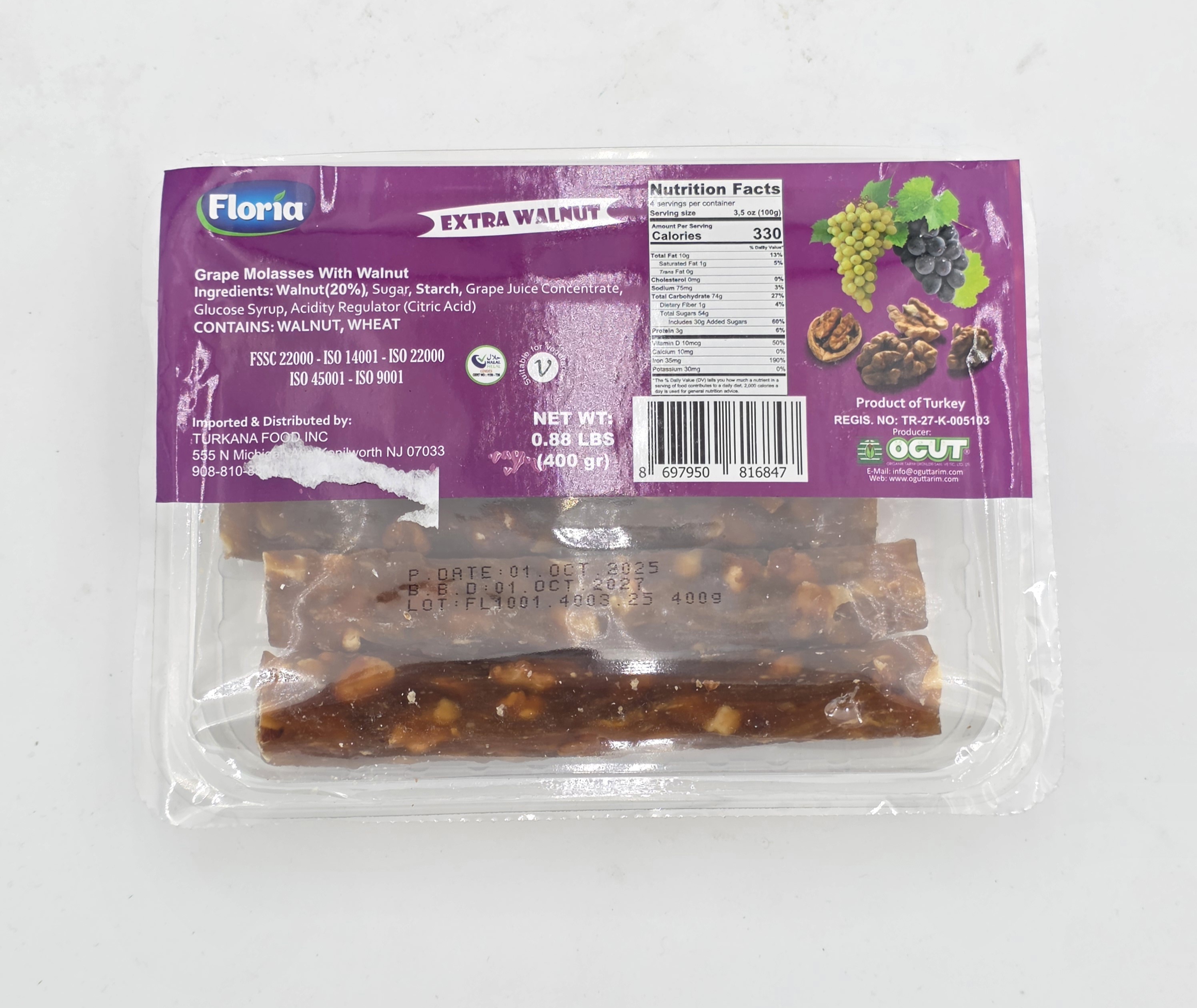 MOLASSES GRAPE WITH EXTRA WALNUT TURKISH DELIGHT ROLL