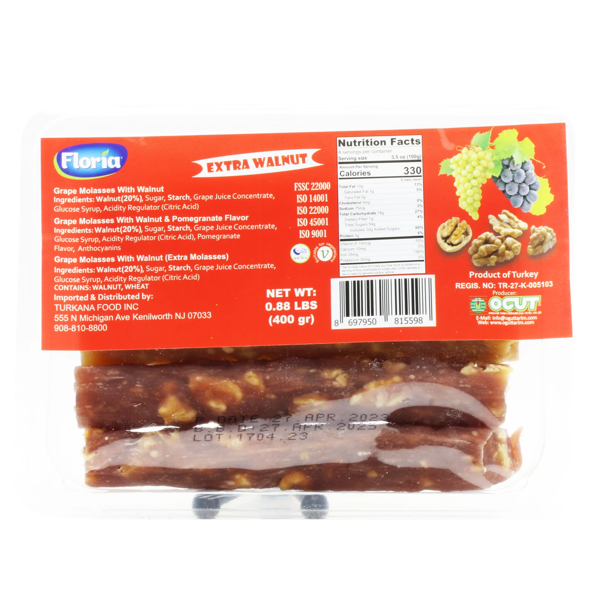MOLASSES GRAPE WITH WALNUT TURKISH DELIGHT ROLL